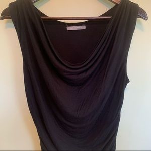 Fitted black top w Cowl Neck, Medium